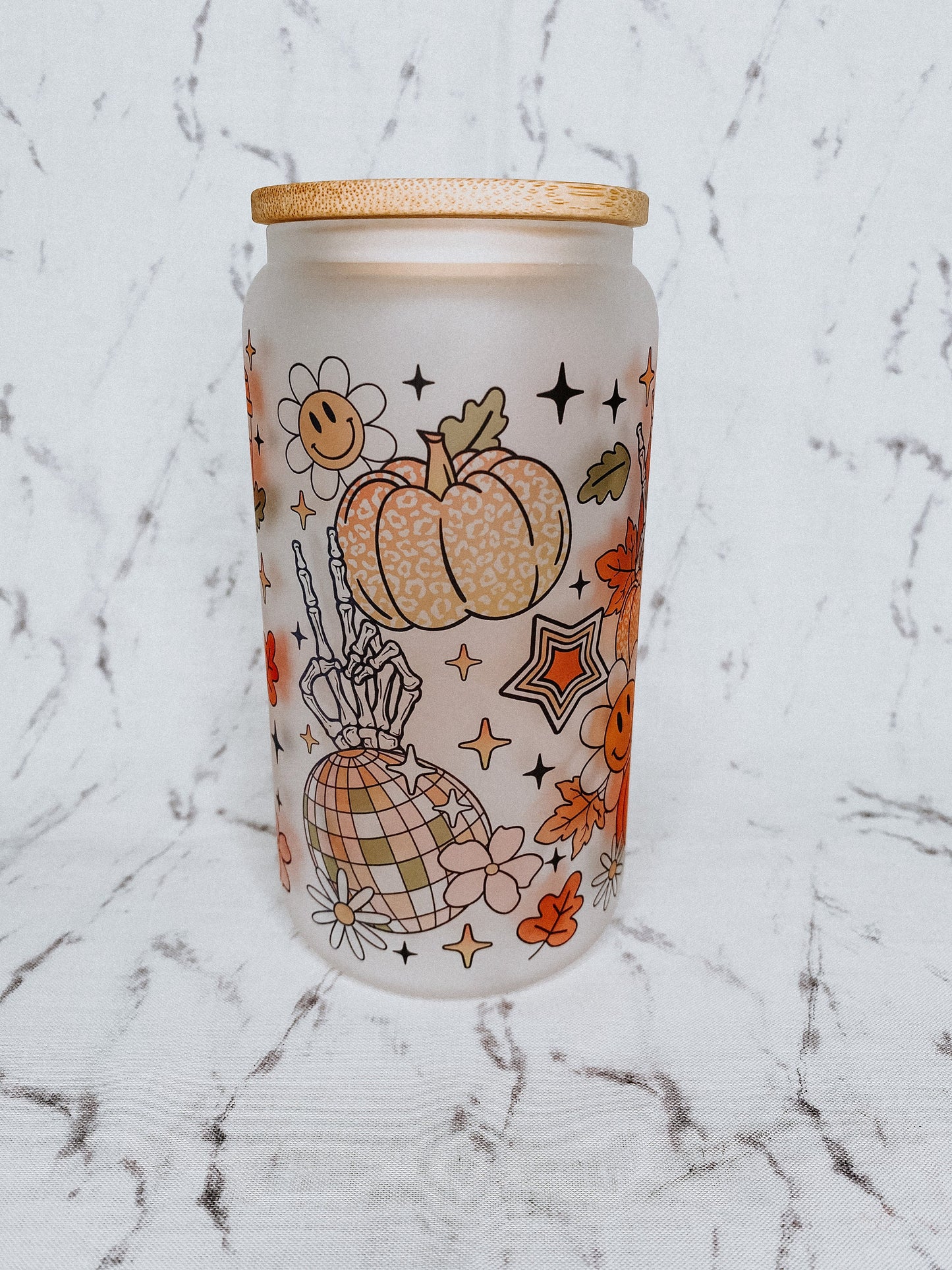 Halloween Retro Glass Cup