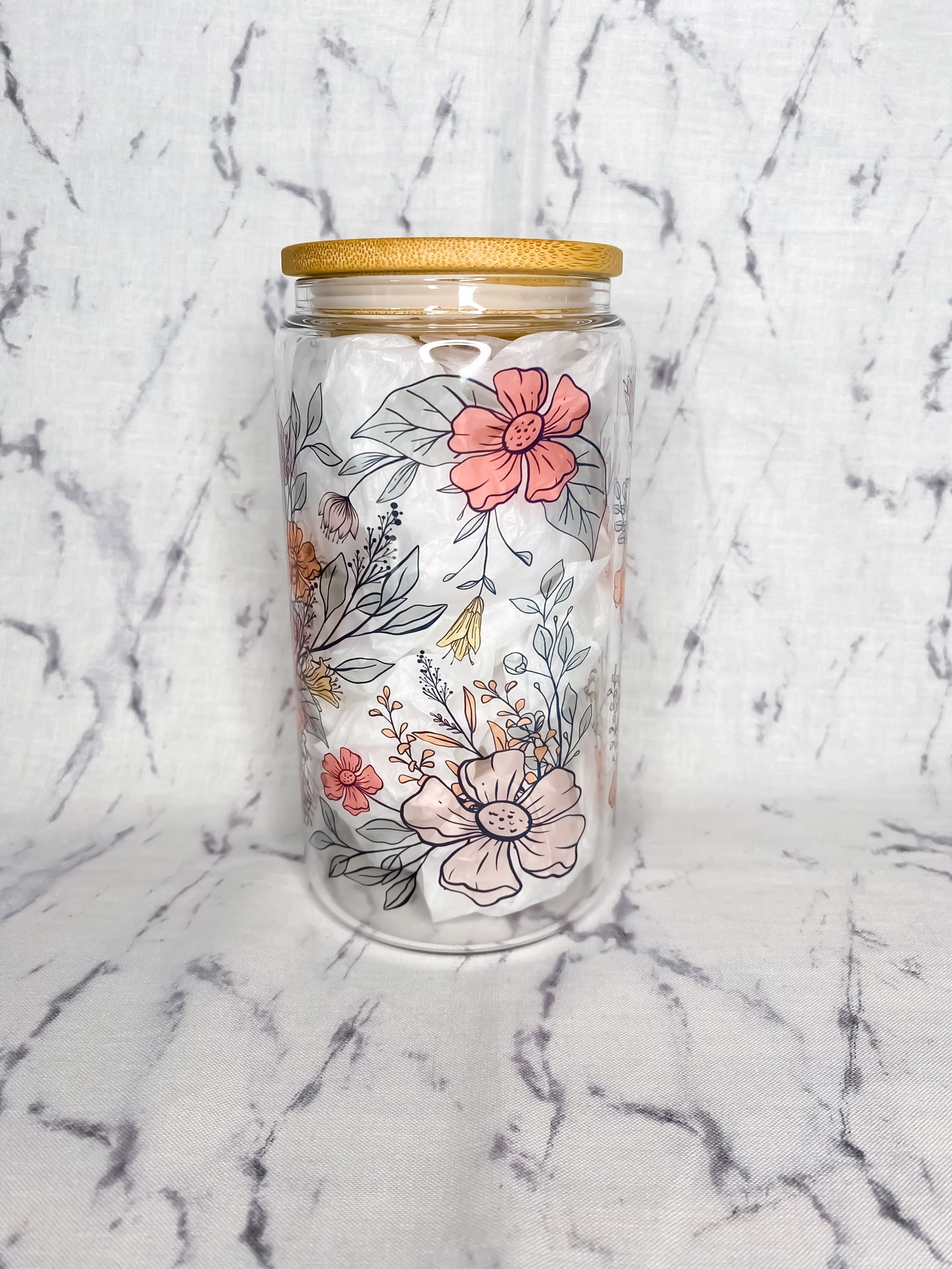 Teacher Floral Glass Cup