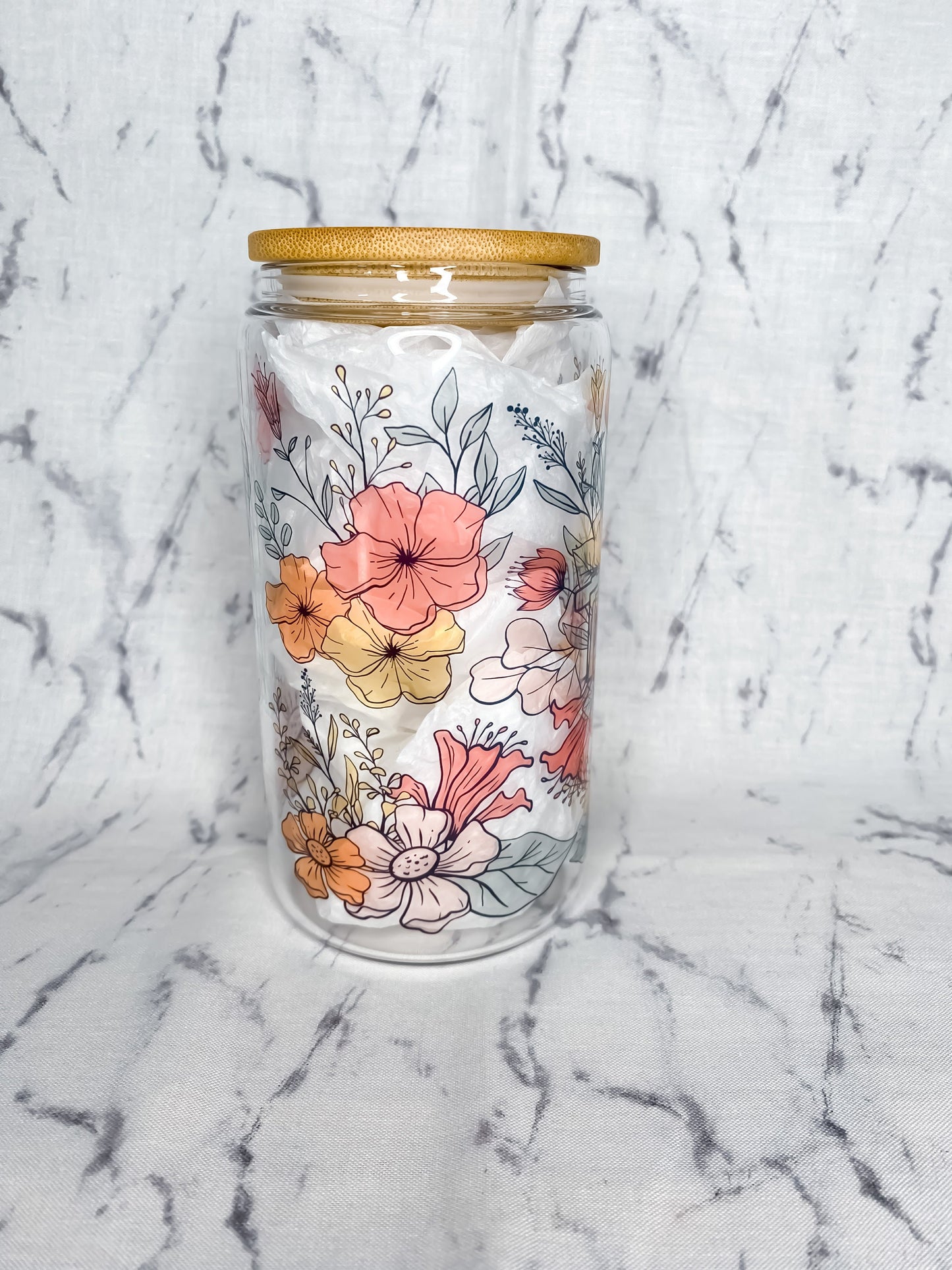 Teacher Floral Glass Cup