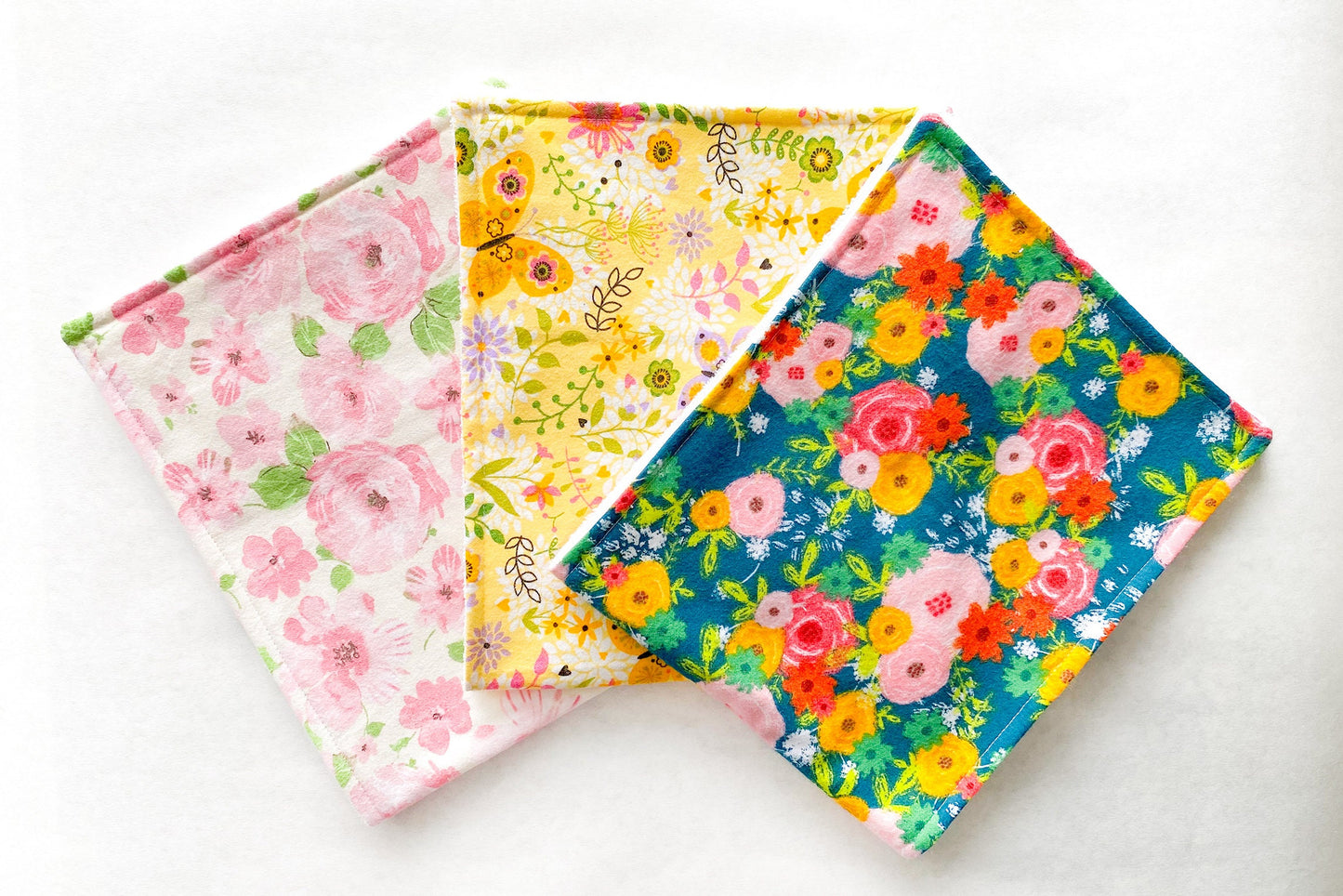 Floral Burp Cloths - Set of 3
