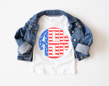 Watercolor Star Flag Monogram Shirt - Circle Monogram