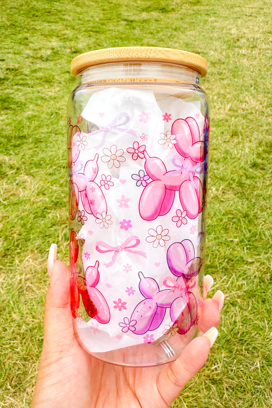Balloons Animals - Pink and Purple Glass Cup