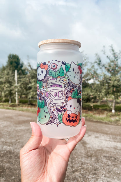 Spooky Kitty Glass Cup