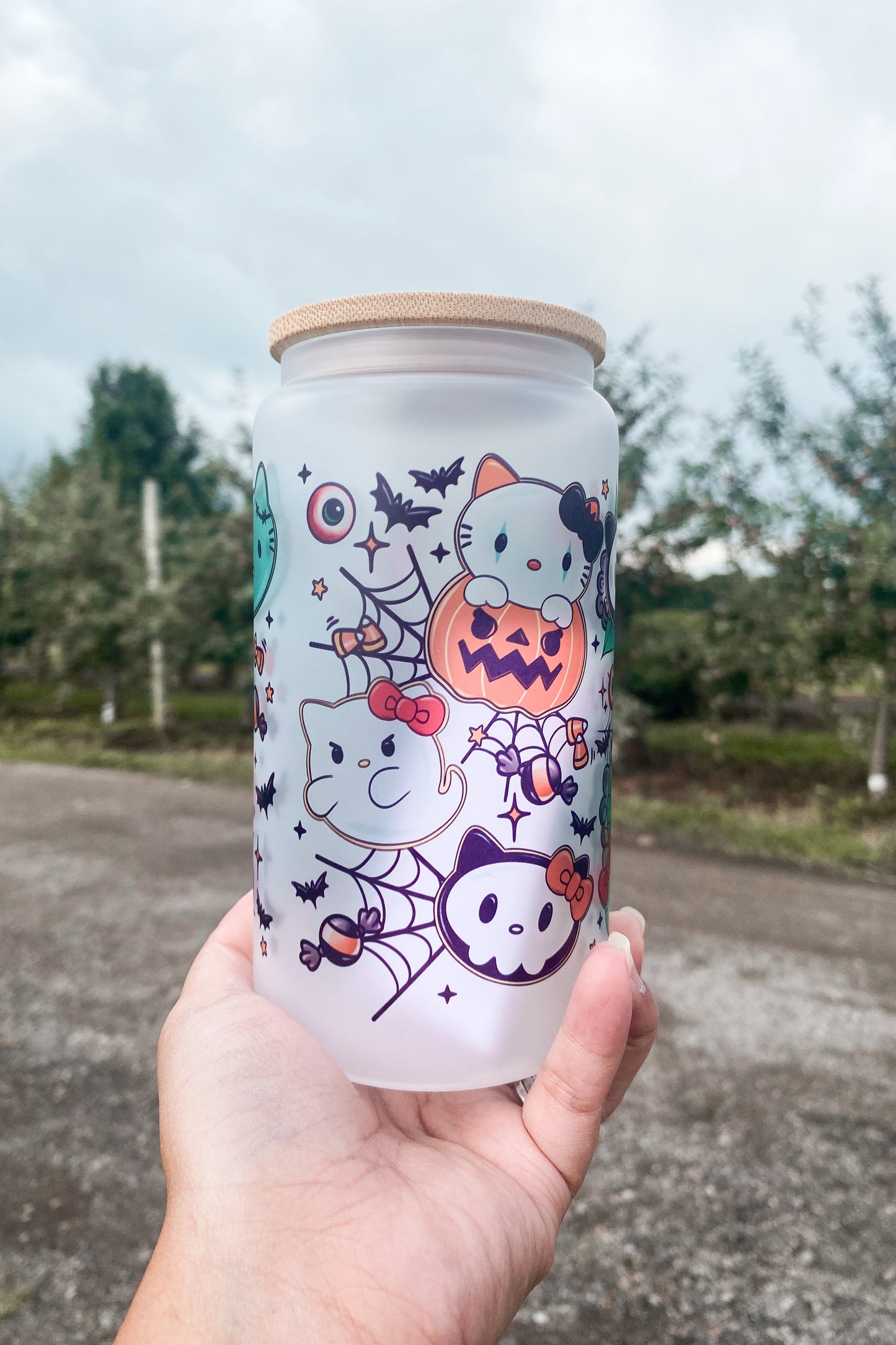 Spooky Kitty Glass Cup