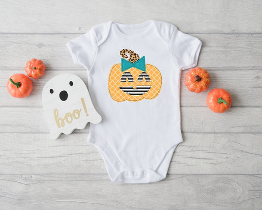 Orange Pumpkin Face Pumpkin Shirt - Girl