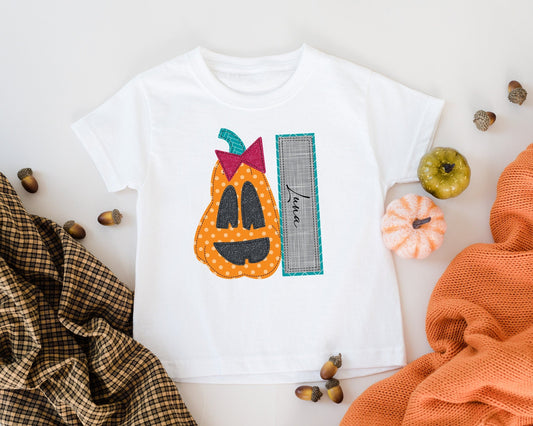 Orange Polka Dot Pumpkin Shirt - Girl