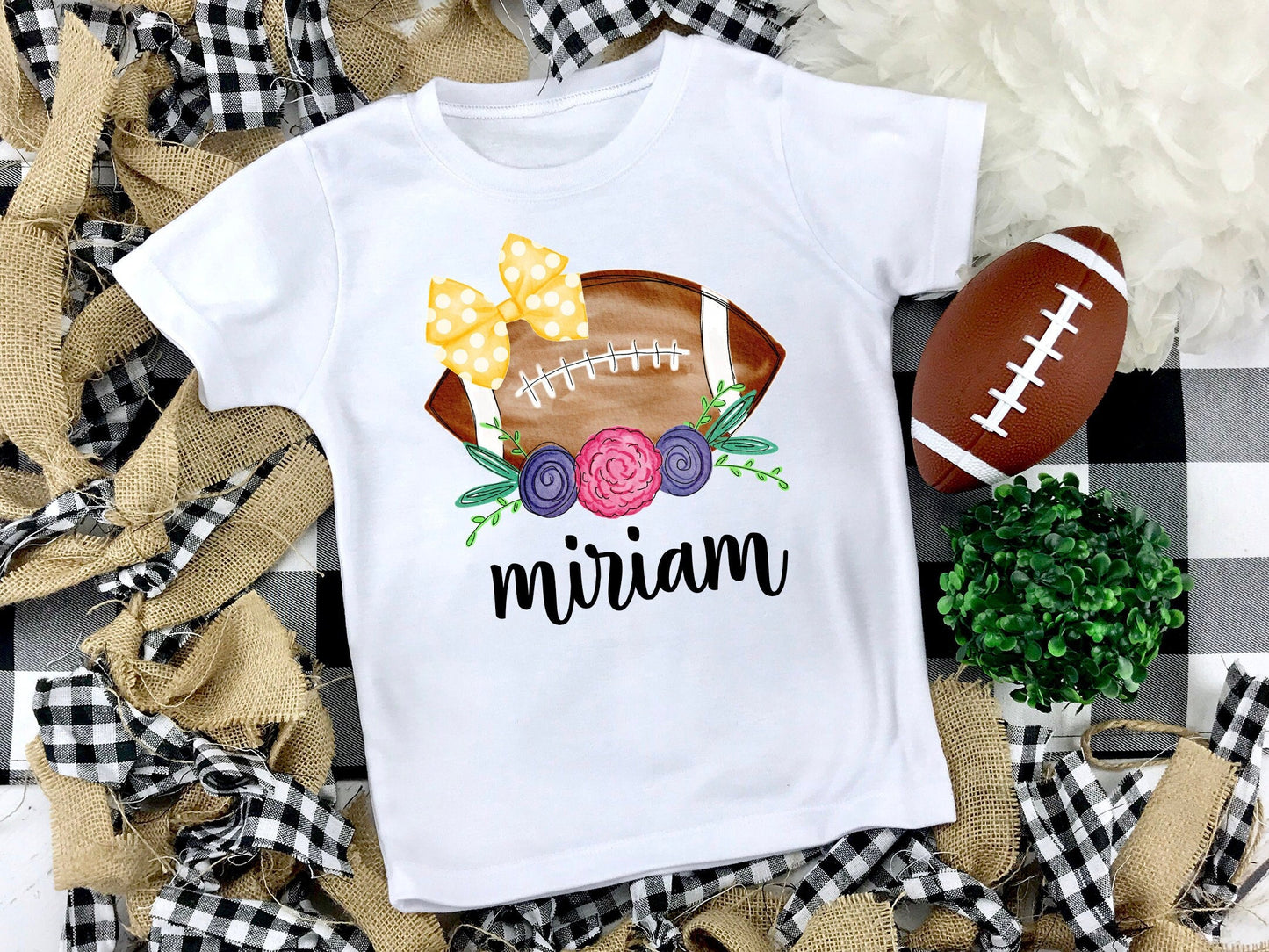 Girl Football Bow Shirt