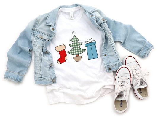 Christmas Stocking Trio Shirt - Matching Siblings