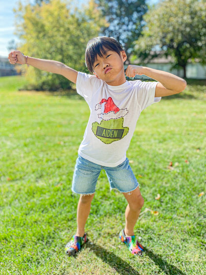 Christmas Green Face Shirt - Boy Christmas Shirt