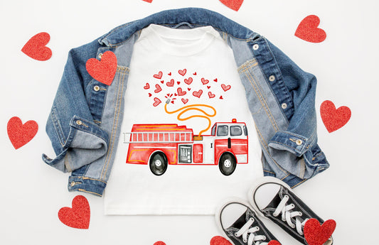 Boy Valentine Firetruck Shirt