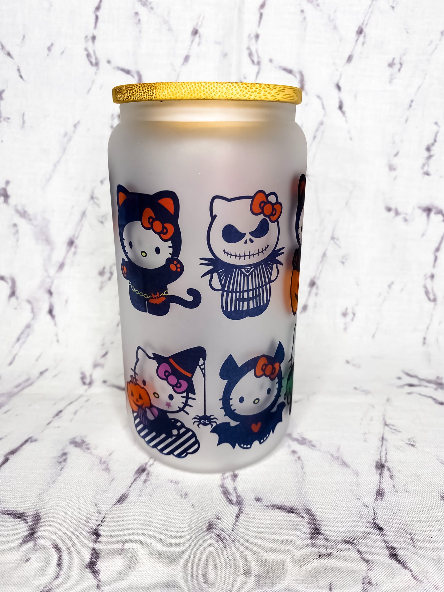 Halloween Kitty Glass Cup