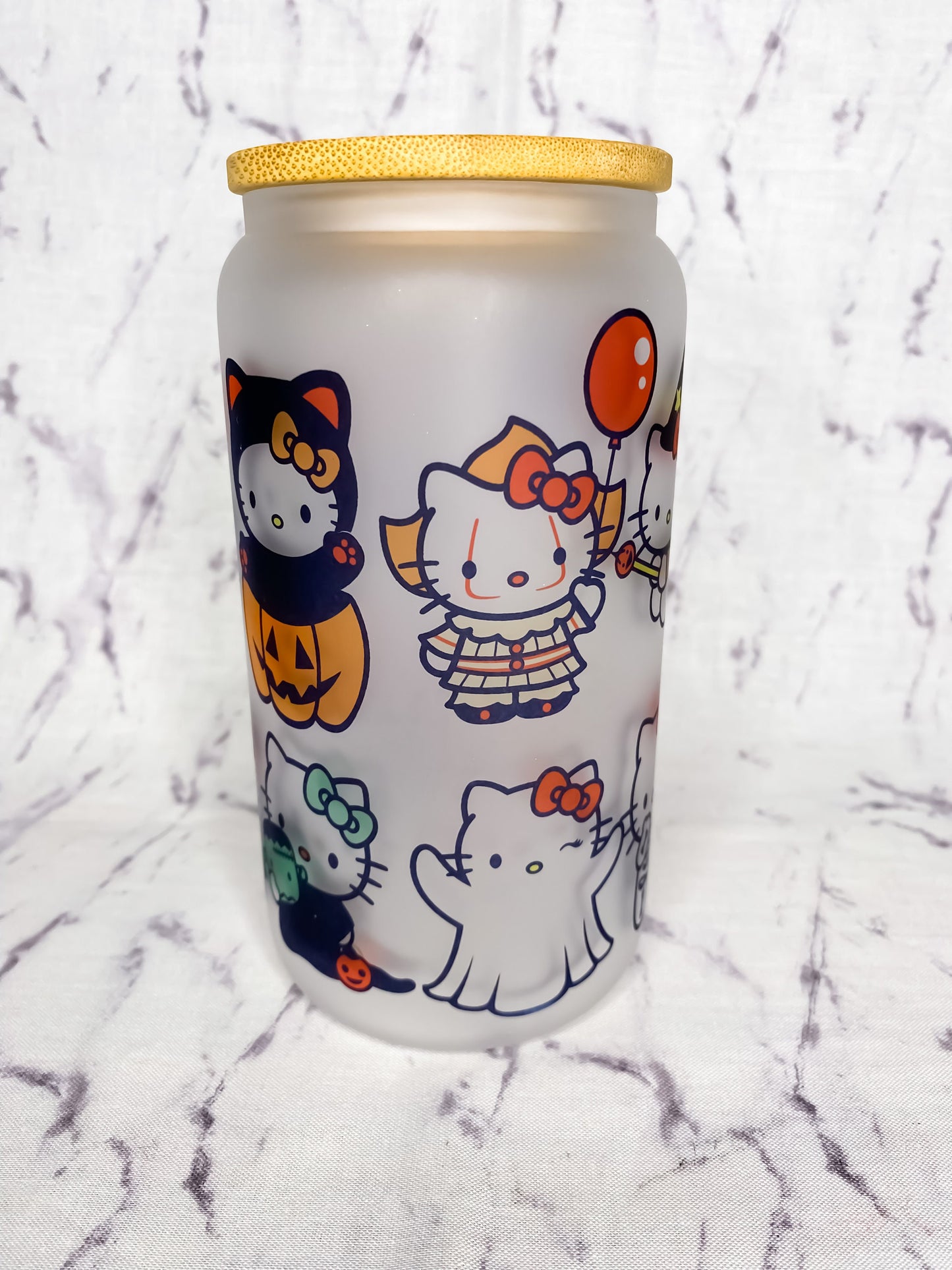 Halloween Kitty Glass Cup