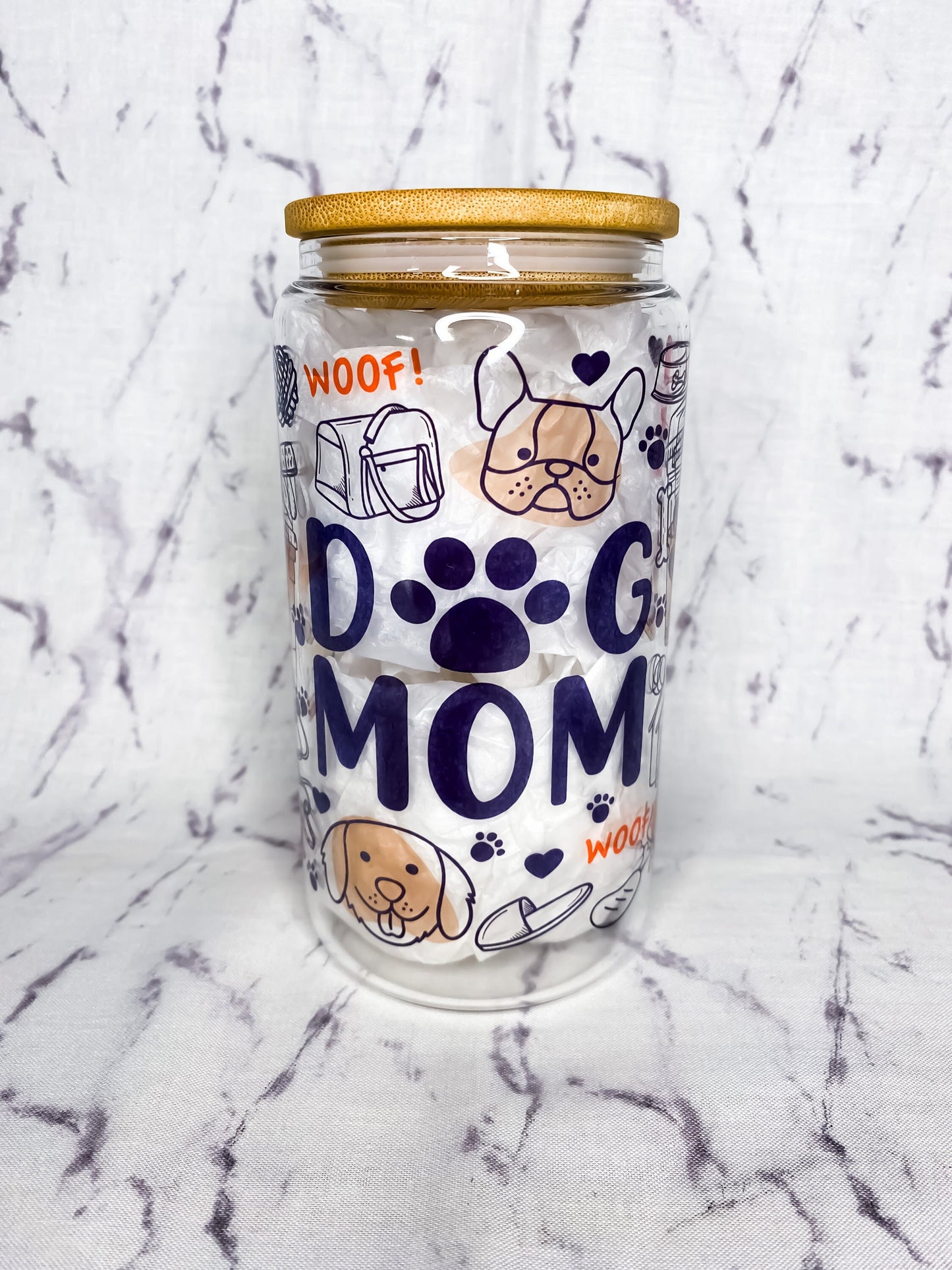 Dog Mom Glass Cup