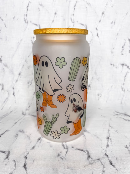 Halloween Western Ghost Glass Cup