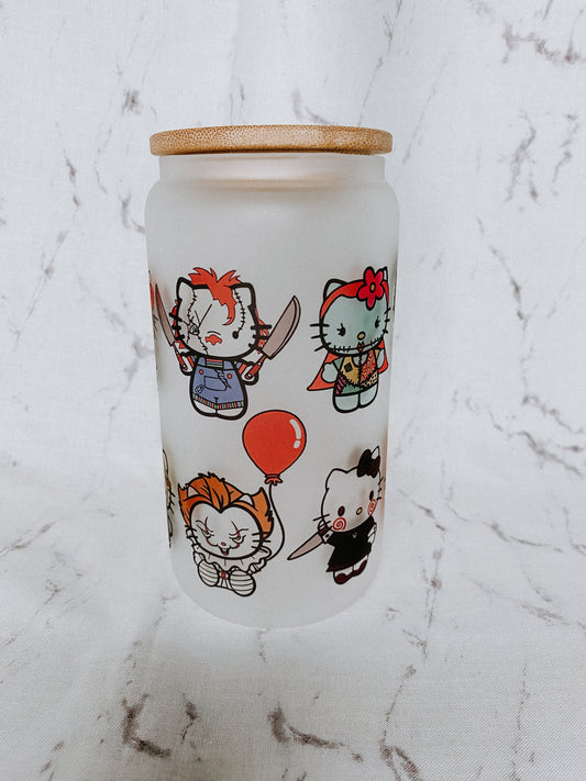 Halloween Villain Kitty Glass Cup