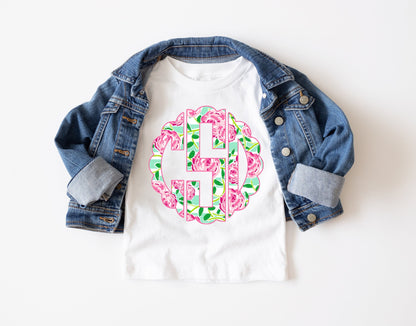 Pink Roses Monogram Shirt