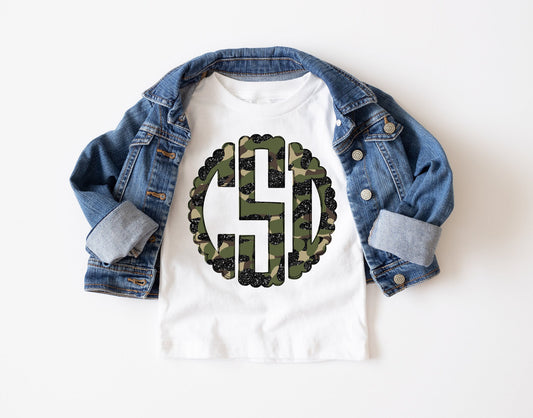 Glitter Camo Monogram Shirt