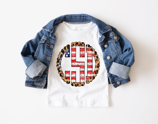 Leopard Star Flag Monogram Shirt - Scallop Monogram