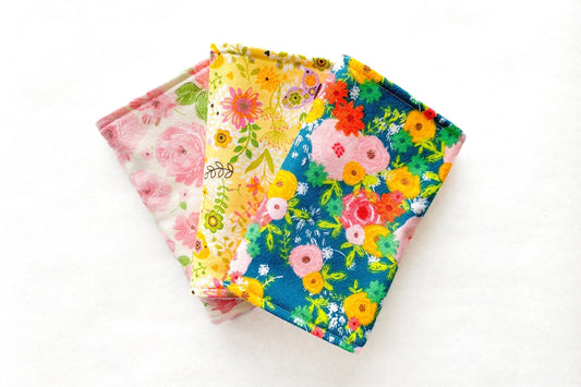 Floral Burp Cloths - Set of 3