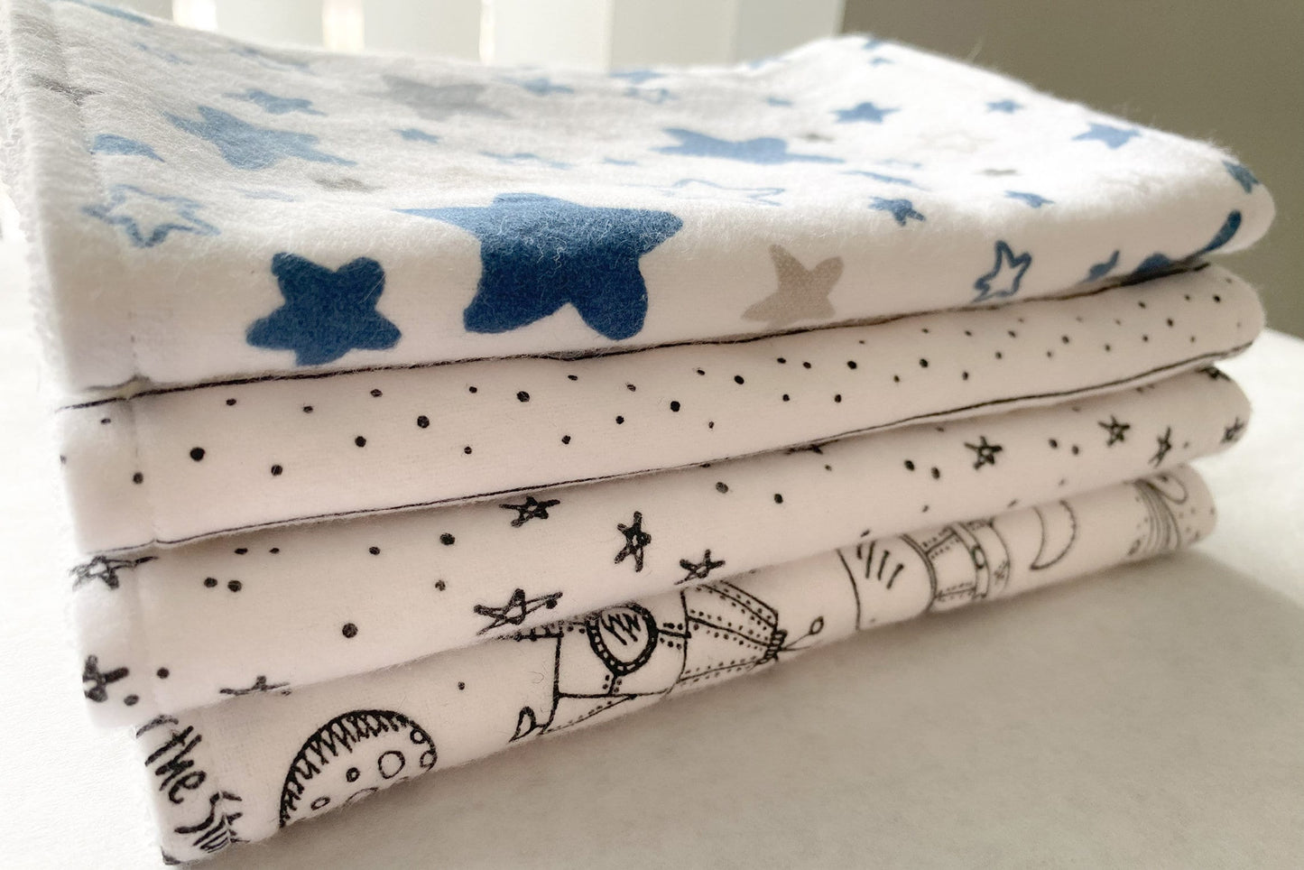 Spaceship Burp Cloths - Set of 4