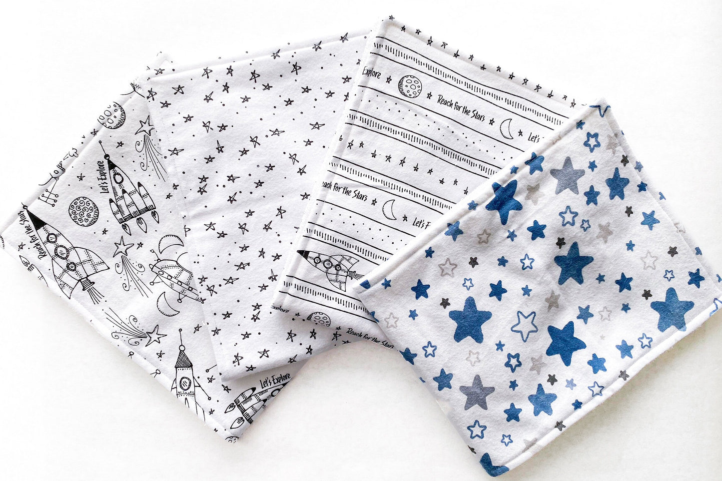 Spaceship Burp Cloths - Set of 4