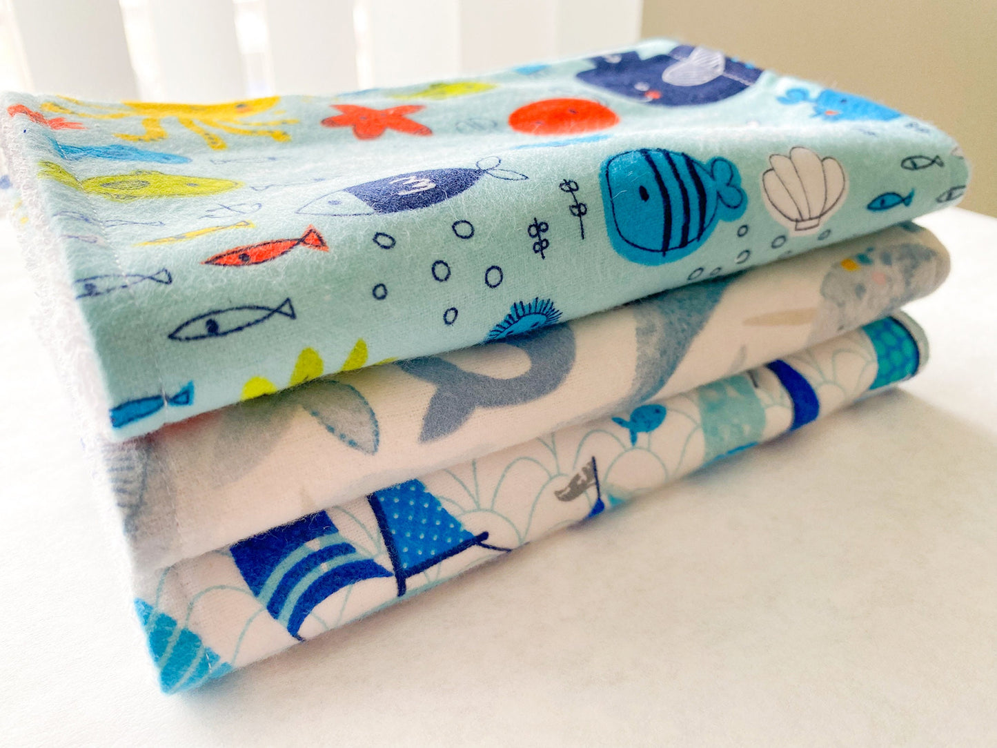 Whale Burp Cloths - Set of 3