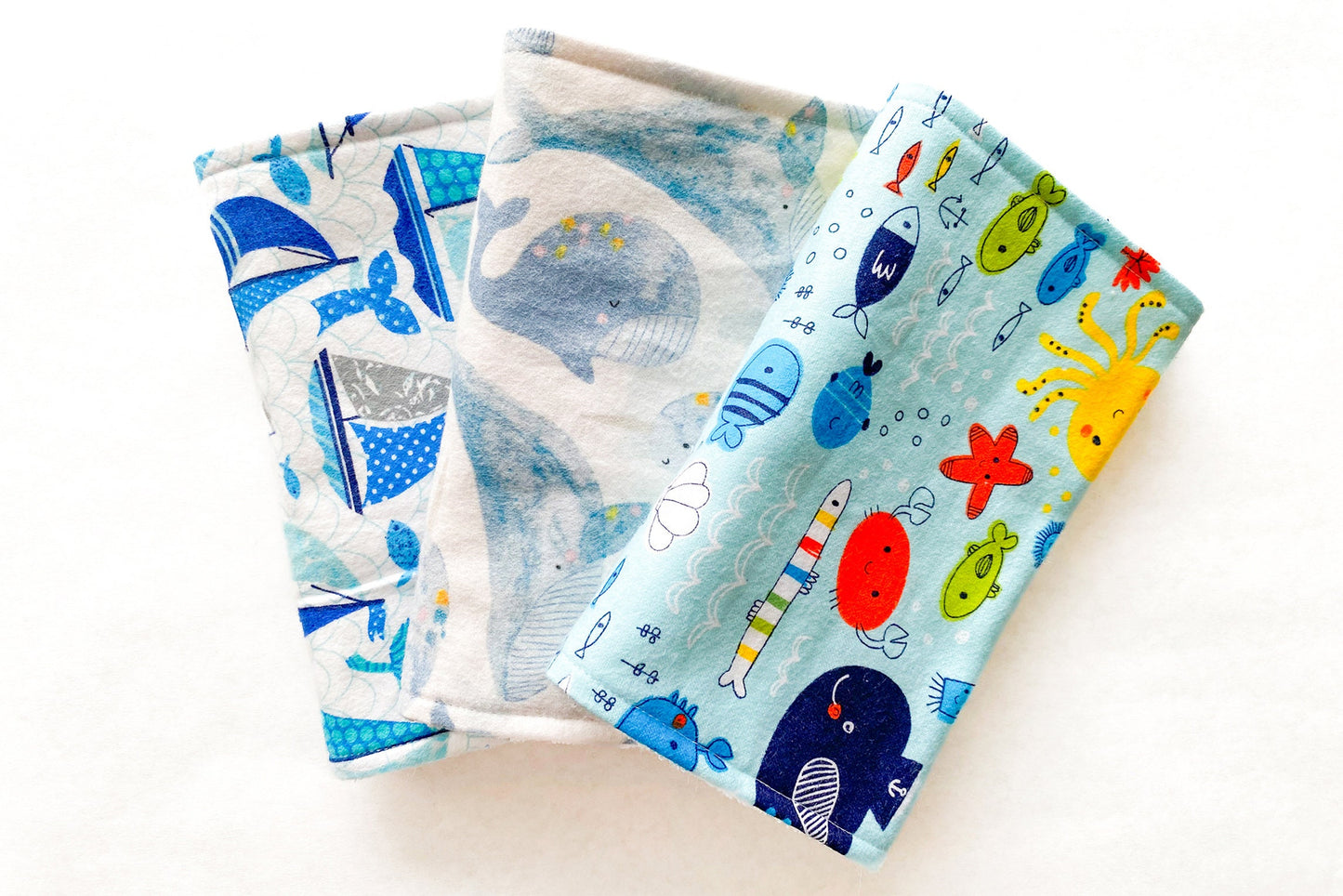 Whale Burp Cloths - Set of 3