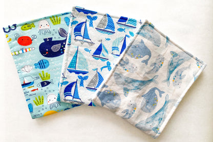 Whale Burp Cloths - Set of 3