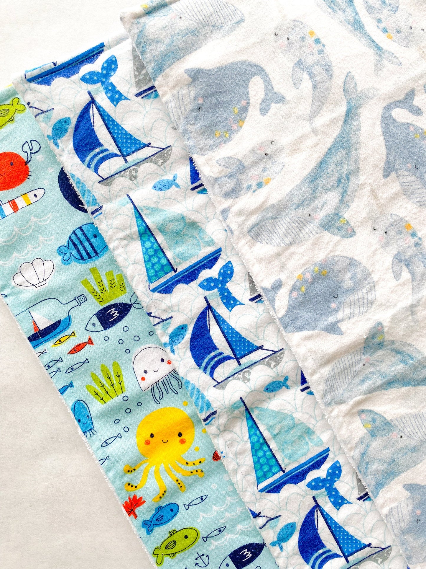 Whale Burp Cloths - Set of 3