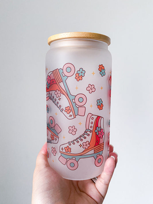 Retro Rolling Skates Glass Cup